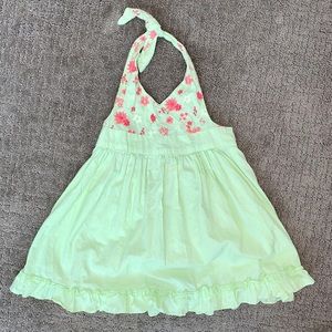 Janie & Jack lime & coral halter dress